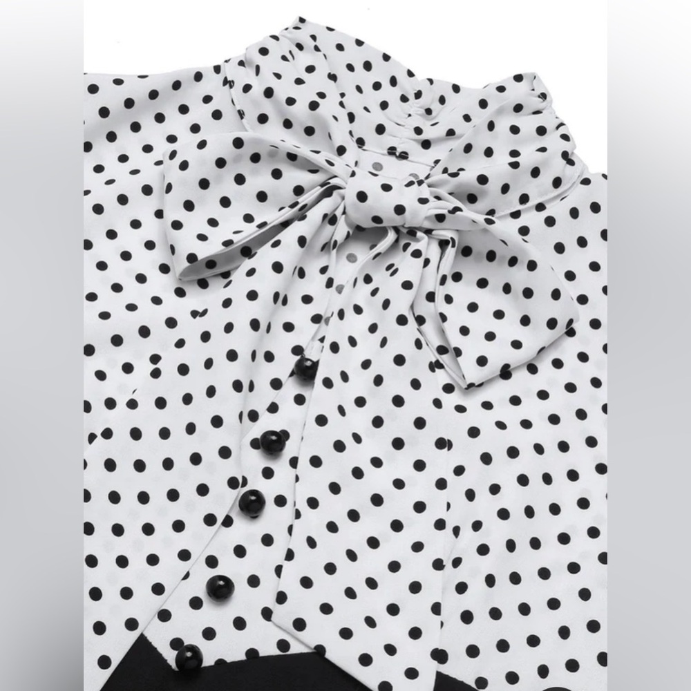 NWT! Retro Stage Black 1930’s Dots Tie Neck Mermaid Dress. Size M - Picture 4 of 12